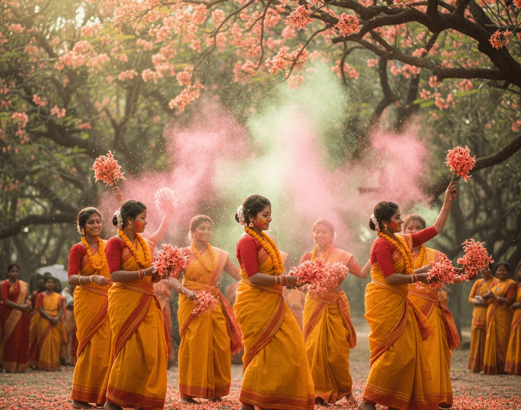 শান্তিনিকেতনের বসন্ত উৎসব: আবিরমাখা পলাশ আর রবীন্দ্রনাথের গানে বসন্ত বরণের এক আত্মিক সফর শান্তিনিকেতনের বসন্ত উৎসব: আবিরমাখা পলাশ আর রবীন্দ্রনাথের গানে বসন্ত বরণের এক আত্মিক সফর