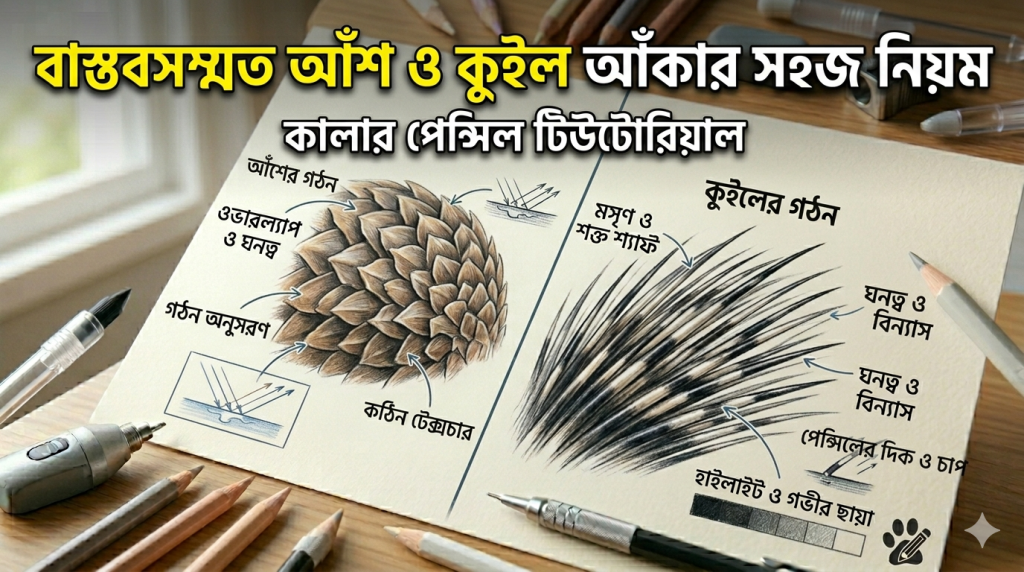 আর্ট টিউটোরিয়াল সিরিজ: পর্ব ১৩– আঁশ ও কুইলের টেক্সচার