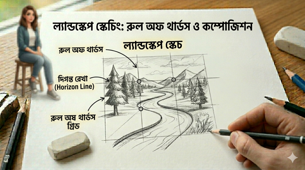 আর্ট টিউটোরিয়াল সিরিজ: পর্ব ০৭ - কালার পেন্সিল টিউটোরিয়াল: রঙিন পেনসিল দিয়ে প্রথম ল্যান্ডস্কেপ স্কেচ আর্ট টিউটোরিয়াল সিরিজ: পর্ব ০৭ - কালার পেন্সিল টিউটোরিয়াল: রঙিন পেনসিল দিয়ে প্রথম ল্যান্ডস্কেপ স্কেচ
