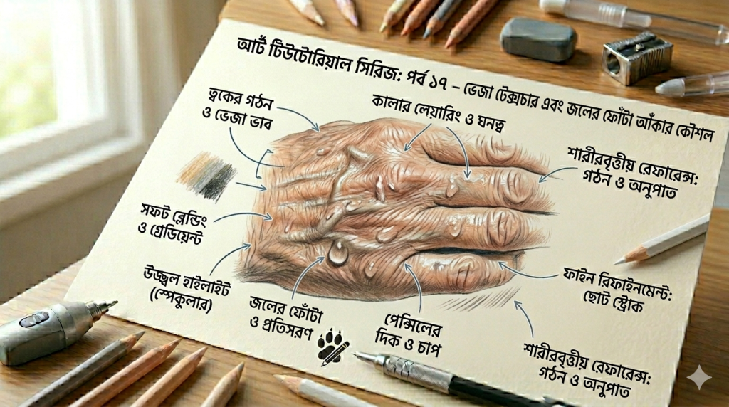 আর্ট টিউটোরিয়াল সিরিজ: পর্ব ১৭ – ভেজা টেক্সচার এবং জলের ফোঁটা আঁকার কৌশল আর্ট টিউটোরিয়াল সিরিজ: পর্ব ১৭ – ভেজা টেক্সচার এবং জলের ফোঁটা আঁকার কৌশল 2