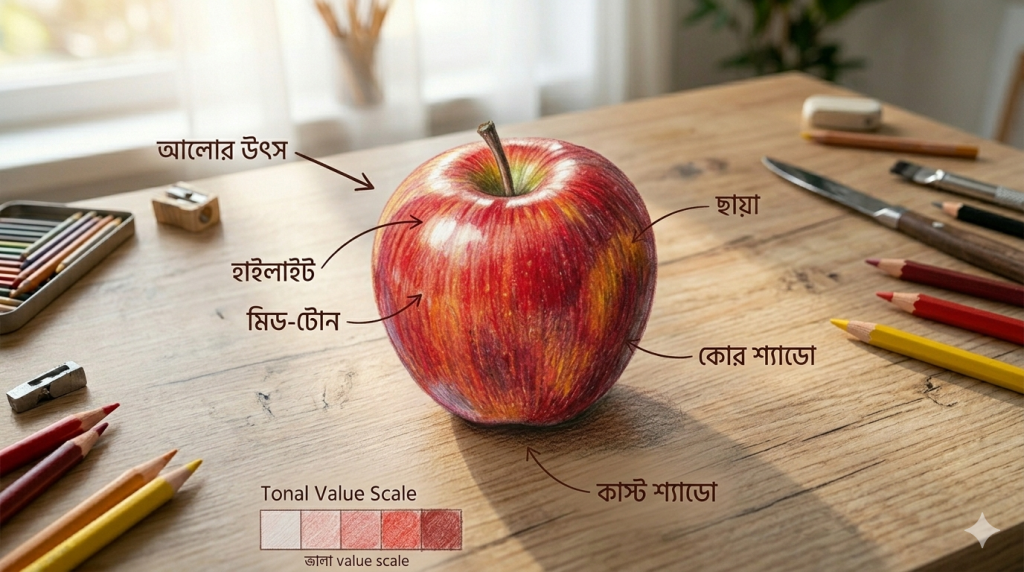 আর্ট টিউটোরিয়াল সিরিজ: পর্ব ০৮ - কালার পেন্সিল দিয়ে স্টিল লাইফ: ফল ও সবজির গঠন ফুটিয়ে তোলা আর্ট টিউটোরিয়াল সিরিজ: পর্ব ০৮ - কালার পেন্সিল দিয়ে স্টিল লাইফ: ফল ও সবজির গঠন ফুটিয়ে তোলা 5