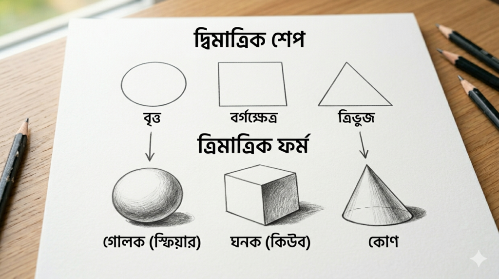 আর্ট টিউটোরিয়াল সিরিজ: পর্ব ০২ - শেপ এবং ফর্ম: বস্তুর কাঠামো বোঝার চাবিকাঠি আর্ট টিউটোরিয়াল সিরিজ: পর্ব ০২ - শেপ এবং ফর্ম: বস্তুর কাঠামো বোঝার চাবিকাঠি
