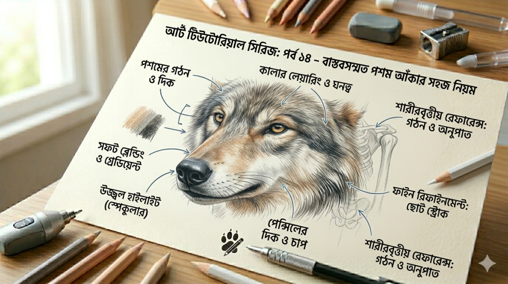 আর্ট টিউটোরিয়াল সিরিজ: পর্ব ১৪ – রঙিন পেন্সিলে জাদুকরী পশম আঁকার গোপন রহস্য আর্ট টিউটোরিয়াল সিরিজ: পর্ব ১৪ – রঙিন পেন্সিলে জাদুকরী পশম আঁকার গোপন রহস্য 3