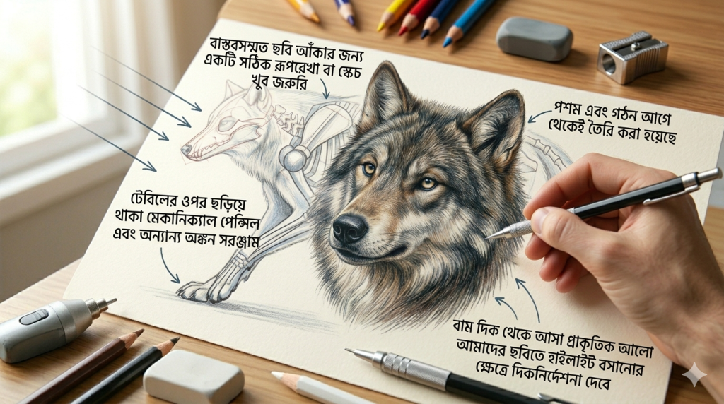 আর্ট টিউটোরিয়াল সিরিজ: পর্ব ১১ - কালার পেন্সিল দিয়ে বাস্তবসম্মত প্রাণীর চোখ ও নাক আঁকার অ্যাডভান্সড কৌশল 3