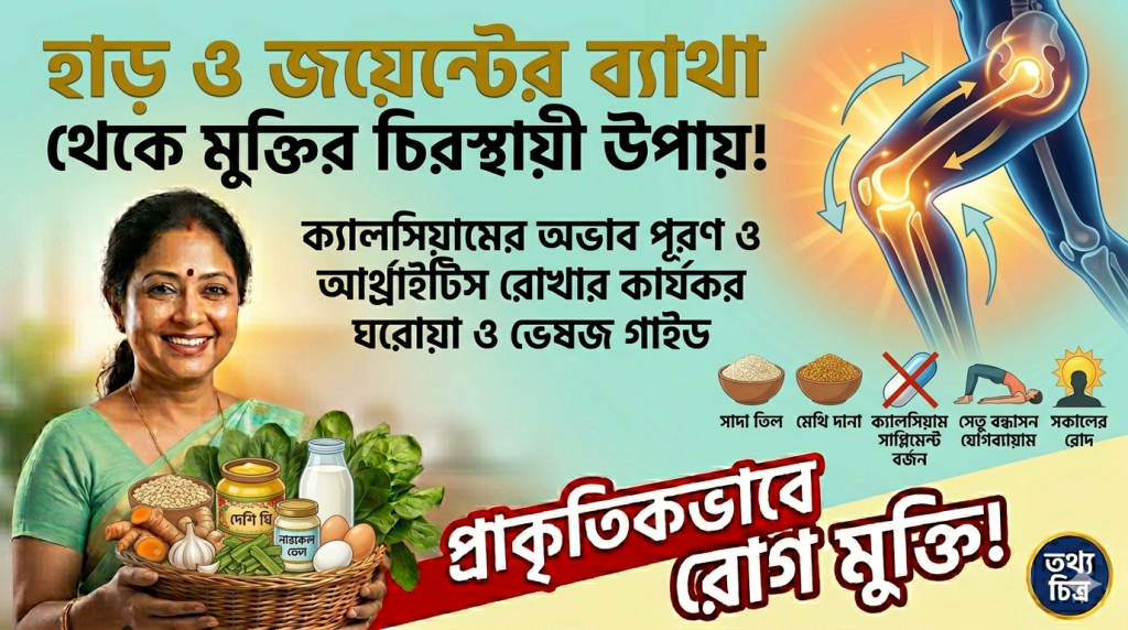 হাড় ও জয়েন্টের ব্যথা থেকে মুক্তির চিরস্থায়ী উপায়: ক্যালসিয়ামের অভাব পূরণ ও আর্থ্রাইটিস রোখার কার্যকর ঘরোয়া ও ভেষজ গাইড