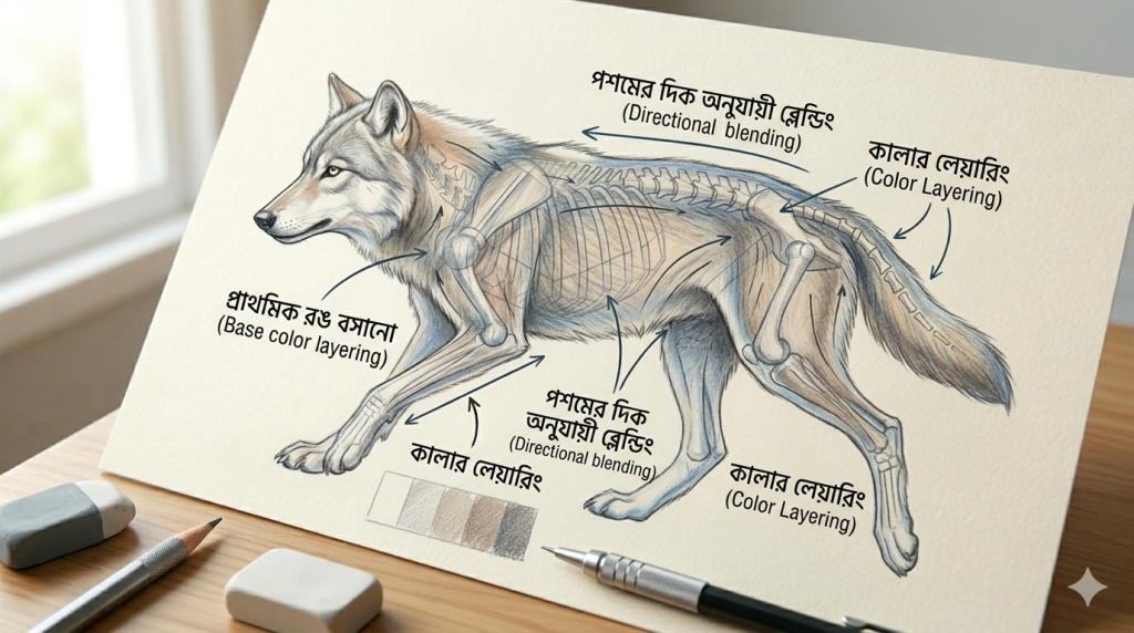 আর্ট টিউটোরিয়াল সিরিজ: পর্ব ১০ – কালার পেন্সিল দিয়ে বাস্তবসম্মত প্রাণী আঁকা আর্ট টিউটোরিয়াল সিরিজ: পর্ব ১০ – কালার পেন্সিল দিয়ে বাস্তবসম্মত প্রাণী আঁকা 4